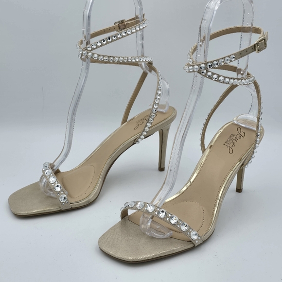 Jewel Badgley Mischka Hosana Sexy Stiletto w/ Gemstone-Studded Wraparound Straps - Picture 3 of 16